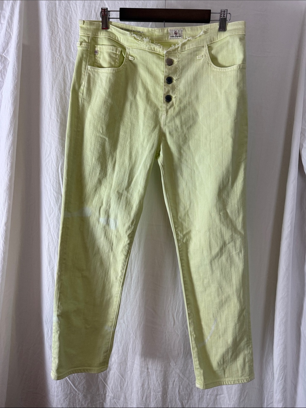 Ag Adriano Goldschmied Light Yellow Button-Fly Chinos